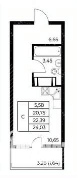 Студия квартира, вторичка, 24м2, 21/25 этаж
