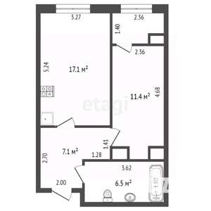 1-к квартира, вторичка, 45м2, 24/24 этаж