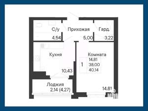 1-к квартира, вторичка, 40м2, 6/8 этаж