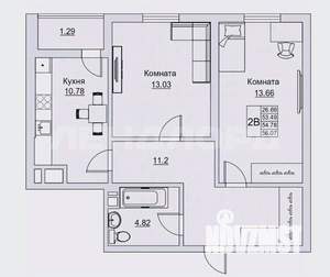 2-к квартира, вторичка, 56м2, 3/25 этаж