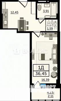 1-к квартира, вторичка, 37м2, 5/24 этаж