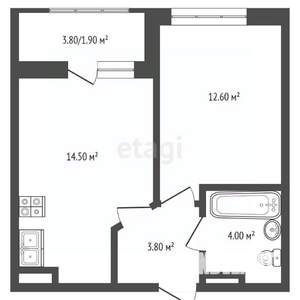 1-к квартира, сданный дом, 35м2, 12/16 этаж
