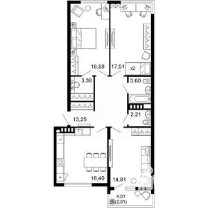 3-к квартира, вторичка, 90м2, 4/10 этаж