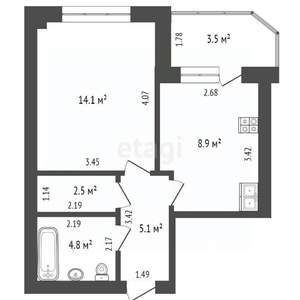 1-к квартира, вторичка, 36м2, 3/10 этаж