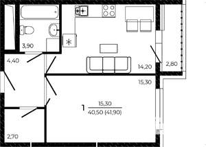 1-к квартира, вторичка, 42м2, 10/19 этаж