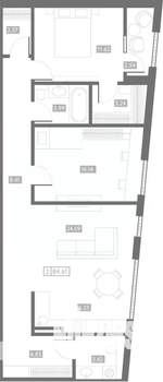 2-к квартира, вторичка, 85м2, 4/7 этаж