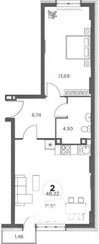 2-к квартира, вторичка, 50м2, 14/25 этаж