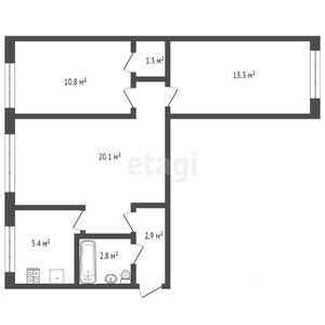 3-к квартира, вторичка, 60м2, 9/9 этаж