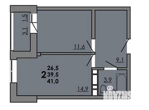 2-к квартира, вторичка, 41м2, 13/15 этаж