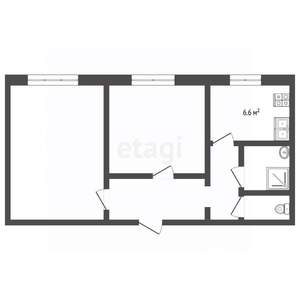 2-к квартира, вторичка, 44м2, 1/2 этаж