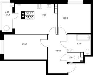 2-к квартира, вторичка, 68м2, 10/20 этаж