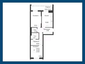 2-к квартира, вторичка, 68м2, 5/8 этаж