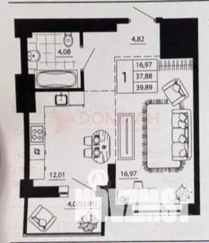 1-к квартира, вторичка, 42м2, 14/24 этаж