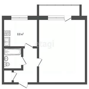 1-к квартира, вторичка, 36м2, 8/9 этаж