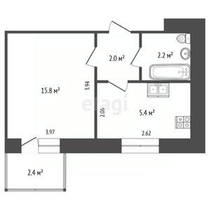 1-к квартира, вторичка, 26м2, 3/3 этаж