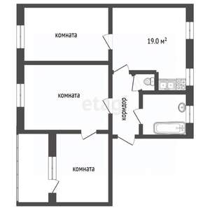 3-к квартира, вторичка, 72м2, 3/5 этаж
