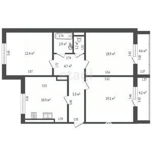 3-к квартира, вторичка, 83м2, 4/11 этаж