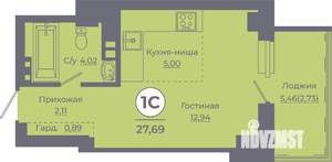 Студия квартира, вторичка, 27м2, 13/24 этаж