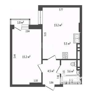 1-к квартира, вторичка, 42м2, 19/24 этаж
