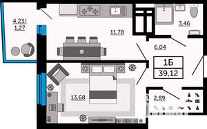 1-к квартира, вторичка, 39м2, 28/31 этаж