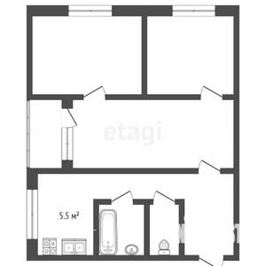 3-к квартира, вторичка, 57м2, 1/5 этаж