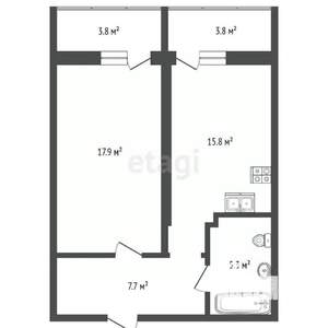 1-к квартира, вторичка, 55м2, 2/20 этаж