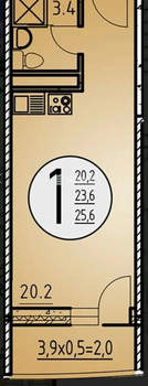 Студия квартира, вторичка, 26м2, 13/25 этаж