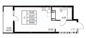 Студия квартира, вторичка, 30м2, 9/25 этаж