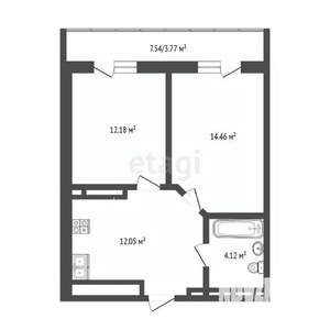2-к квартира, вторичка, 47м2, 21/24 этаж