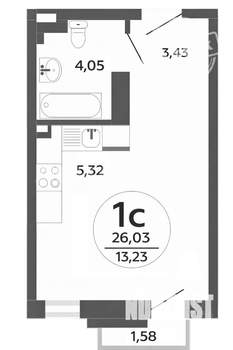 Студия квартира, вторичка, 28м2, 15/25 этаж