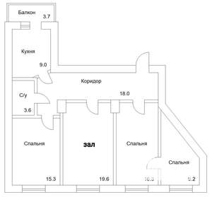 4-к квартира, вторичка, 94м2, 2/4 этаж