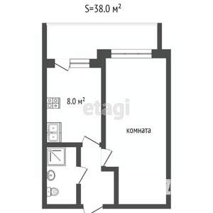 1-к квартира, вторичка, 35м2, 8/22 этаж