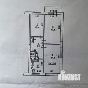 3-к квартира, вторичка, 62м2, 3/5 этаж