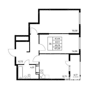 2-к квартира, вторичка, 67м2, 14/25 этаж