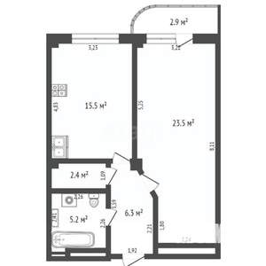1-к квартира, вторичка, 55м2, 5/21 этаж
