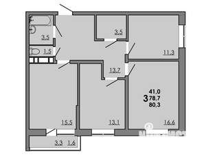 3-к квартира, вторичка, 80м2, 14/16 этаж
