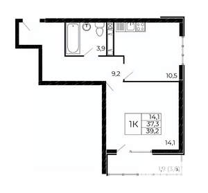 1-к квартира, вторичка, 39м2, 12/18 этаж