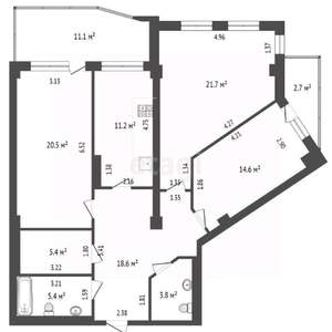 3-к квартира, вторичка, 104м2, 12/15 этаж