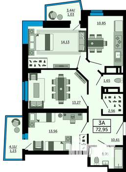 3-к квартира, вторичка, 73м2, 25/31 этаж