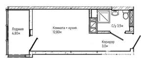 Студия квартира, вторичка, 24м2, 10/26 этаж