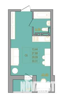 Студия квартира, строящийся дом, 30м2, 4/22 этаж