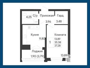 1-к квартира, вторичка, 37м2, 7/8 этаж