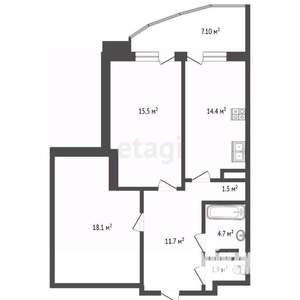 2-к квартира, вторичка, 75м2, 7/18 этаж