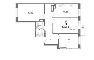 3-к квартира, вторичка, 70м2, 13/26 этаж