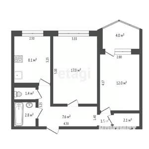 2-к квартира, вторичка, 53м2, 5/9 этаж