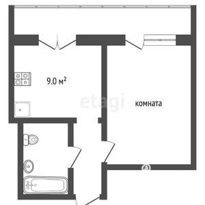 1-к квартира, вторичка, 37м2, 2/9 этаж
