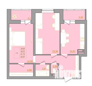 2-к квартира, строящийся дом, 65м2, 10/22 этаж