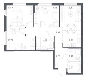 3-к квартира, вторичка, 69м2, 2/17 этаж
