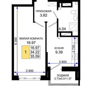 1-к квартира, вторичка, 36м2, 8/25 этаж