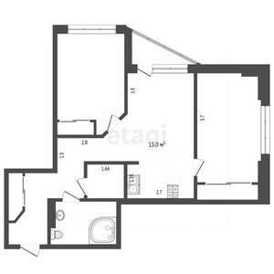 2-к квартира, вторичка, 57м2, 17/25 этаж